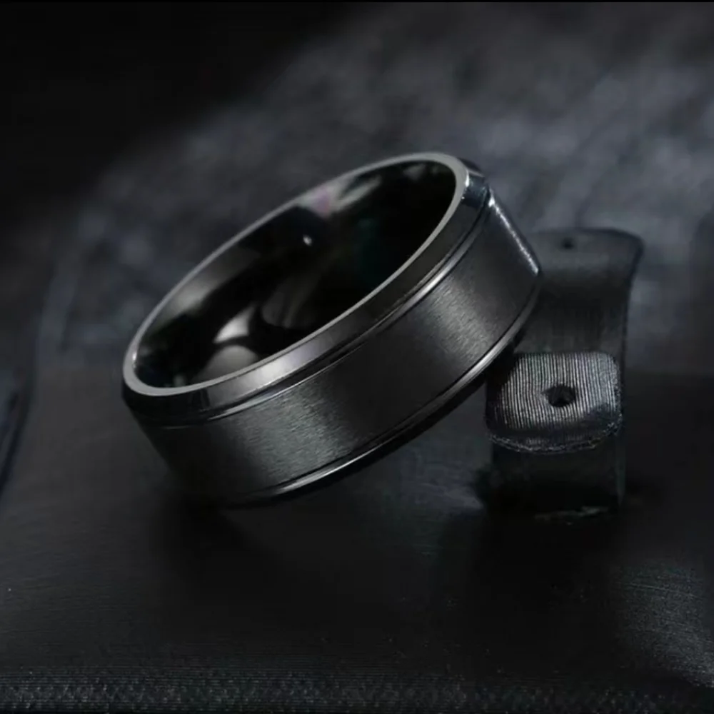 Mens Black Stainless Steel Ring